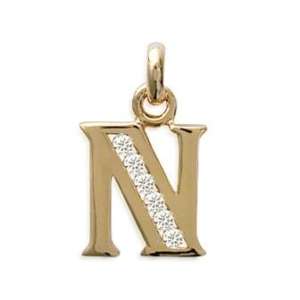 Colgante letra "N" chapado en oro
