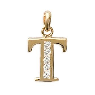 Colgante letra T, chapado en oro (Dabra)