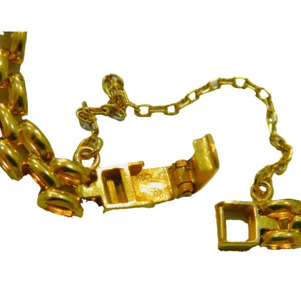 PULSERA ESLABONES PANTER CON APLIQUES CIRCULARES PIEDRAS AZUL