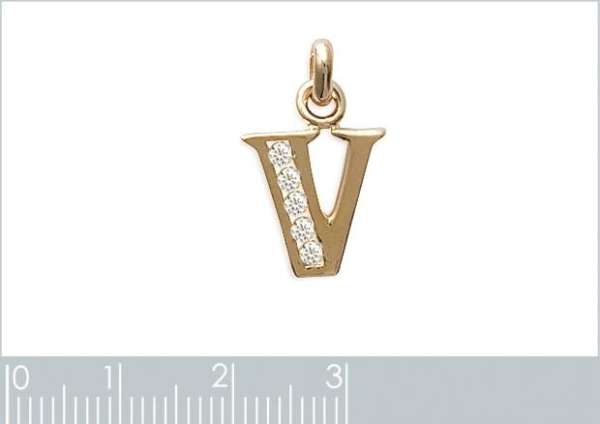 COLGANTE PLAQUE ORO 750. 3 MICRAS. CIRCONITA LETRA V