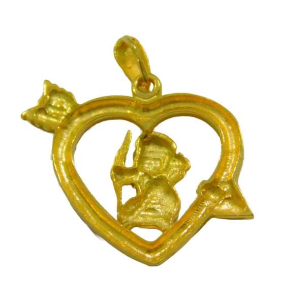 COLGANTE CORAZON CON FLECHA Y CUPIDO
