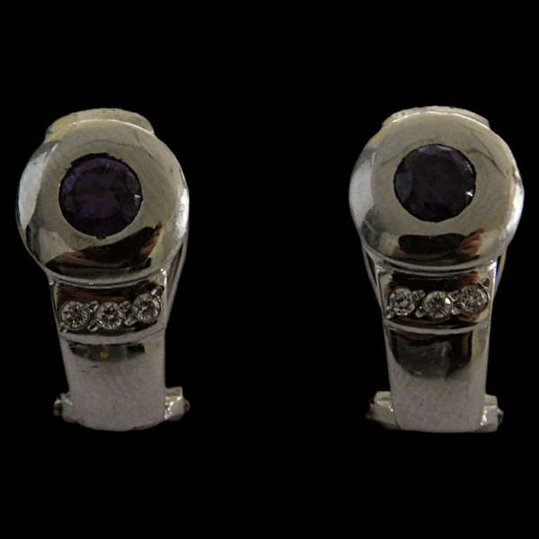 PENDIENTES O. BLANCO PIEDRA MORADA