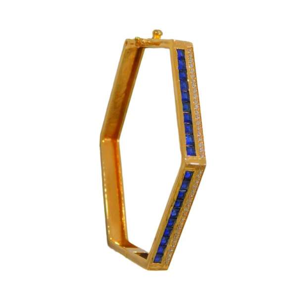 PULSERA HEXAGONAL CRISTALITOS BLANCOS Y AZUL