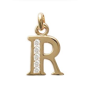 Colgante letra R, chapado en oro