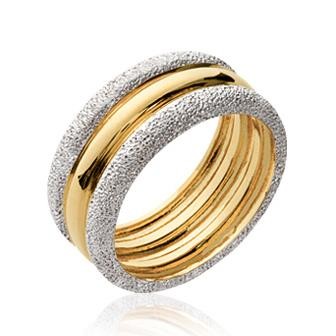 ANILLO PLAQUE ORO 750, 3 MICRAS, BICOLOR T:18