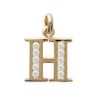 COLGANTE PLAQUE ORO 750. 3 MICRAS. CIRCONITA LETRA "H"