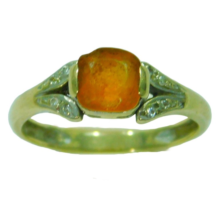 ANILLO ORO BLANCO PIEDRA NARANJA