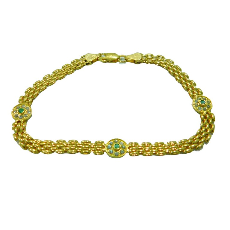 PULSERA PANTER APLIQUE CIRCONITAS  VERDES Y BLANCAS