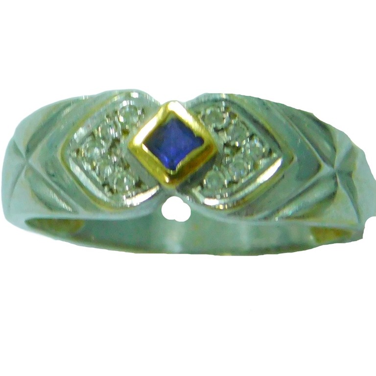 ANILLO ORO BLANCO CIRCONITA AZUL CENTRAL