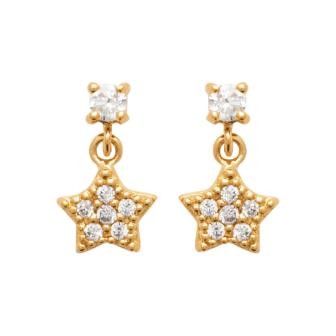 PENDIENTE PLAQUE ORO 750. 3 MICRAS. CIRCONITA (DABRA)