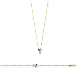 COLLAR PLAQUE ORO 750. 3 MICRAS. PIEDRA COLOR 45 (DABRA)