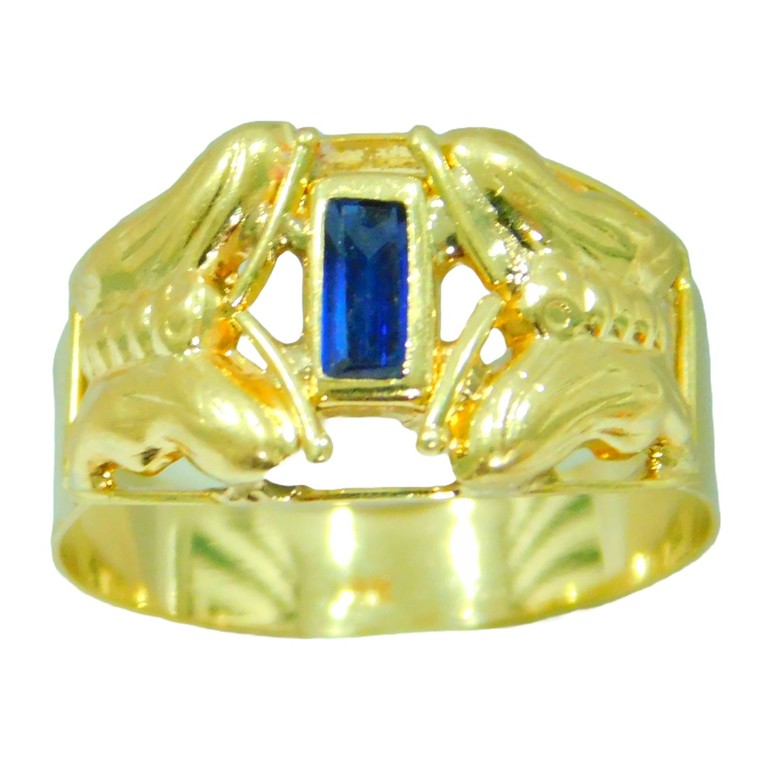 ANILLO TIPO ARRUGADO CIRCONITA AZUL CENTRAL