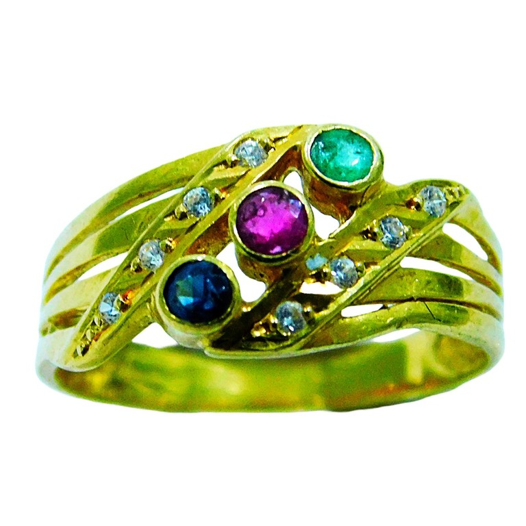 ANILLO DISEÑO TRES NIVELES CIRCONITAS