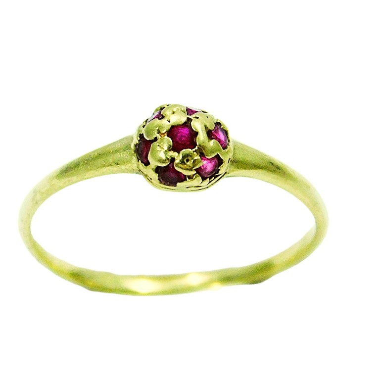 ANILLO BOLA CENTAL CIRCONITAS MINI ROJAS