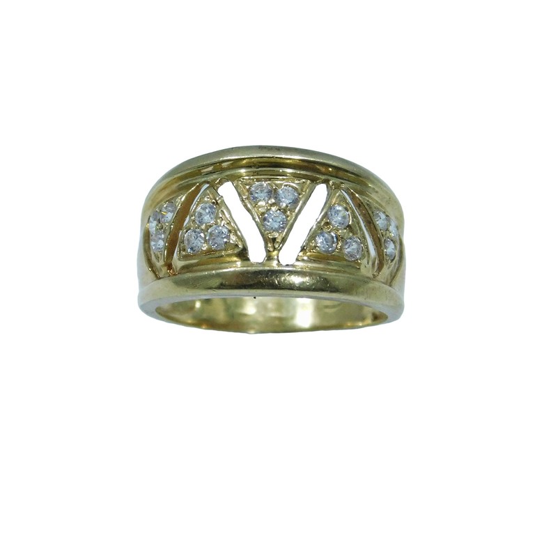 ANILLO ANCHO APLIQUE TRIANGULOS CENTRALES MINI CIRCONITAS