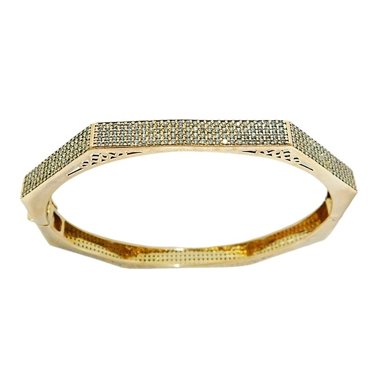PULSERA HEXAGONAL RIGIDA CIRCONITAS ORO ROSA