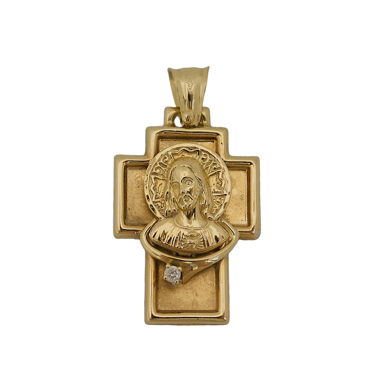 COLGANTE CRUZ CON ROSTRO DE CRISTO CON CIRCONITA