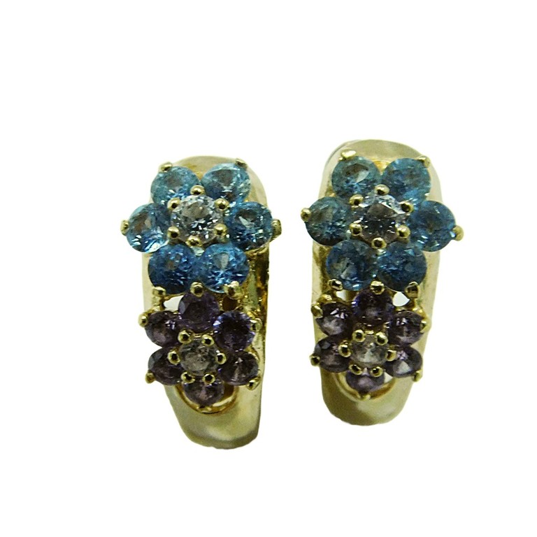 PENDIENTES CIERRE CATALAN FLORAL CIRCONITAS DE COLORES