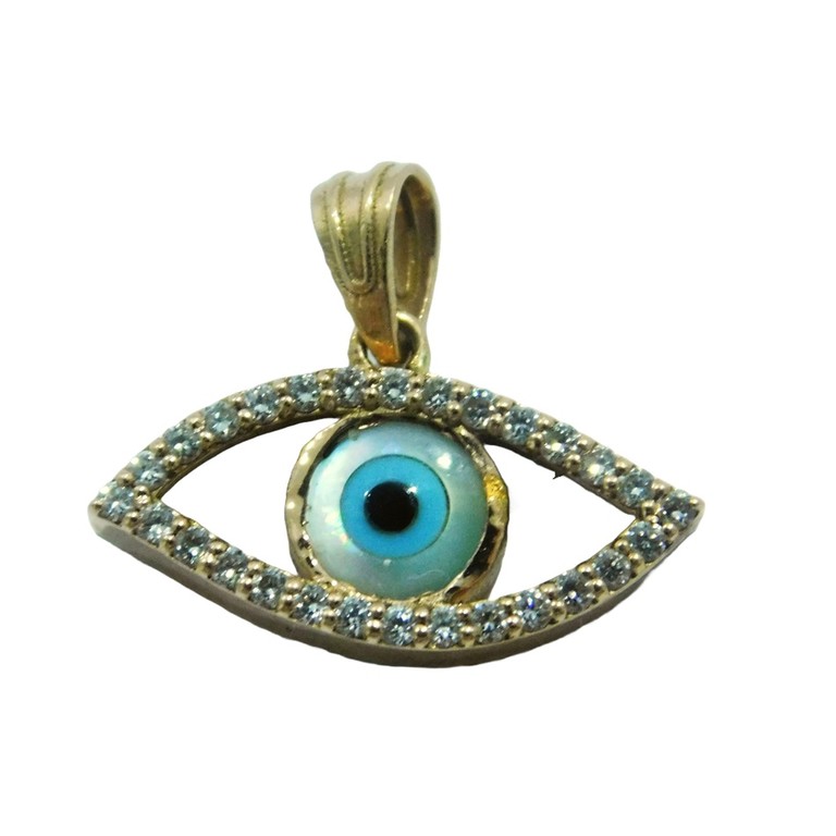 COLGANTE OJO TURCO CIRCONITAS ORO ROSA
