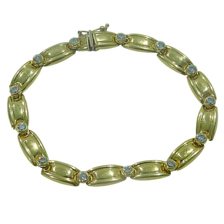 PULSERA APLANADA MINI CIRCONITAS INTERCALADAS