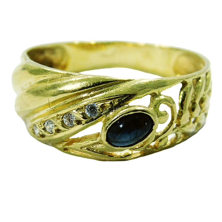 ANILLO CALADO CENTRAL CIRCONITA AZUL OSCURO CENTRAL