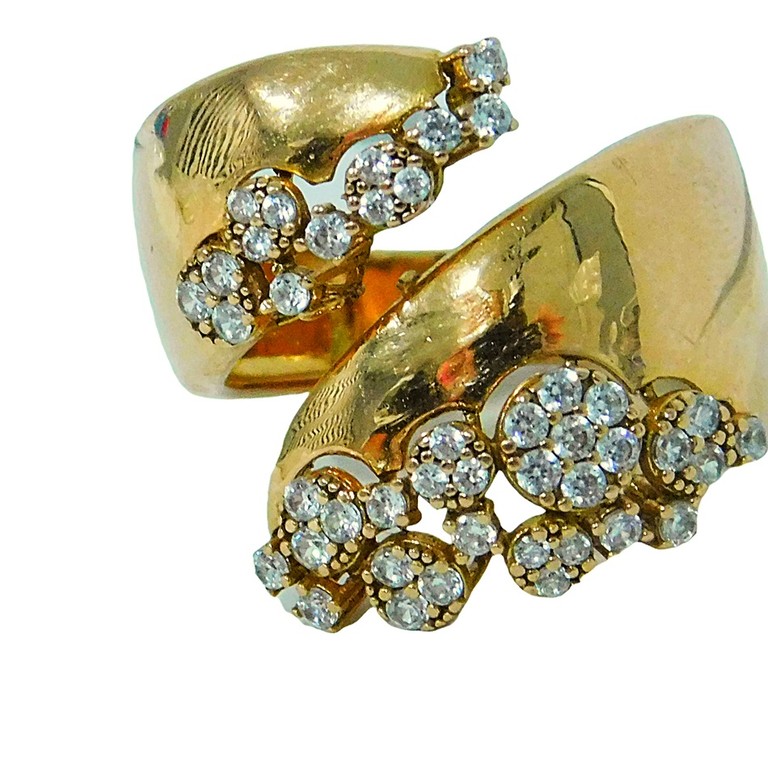 ANILLO ANCHO ORO ROSA  DECORACION CIRCONITAS BLANCAS