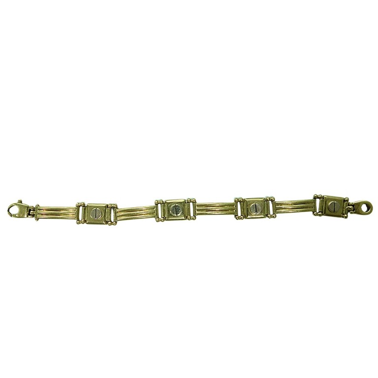 PULSERA  ESLABONES APLANADOS APLIQUE TIPO TORNILLO