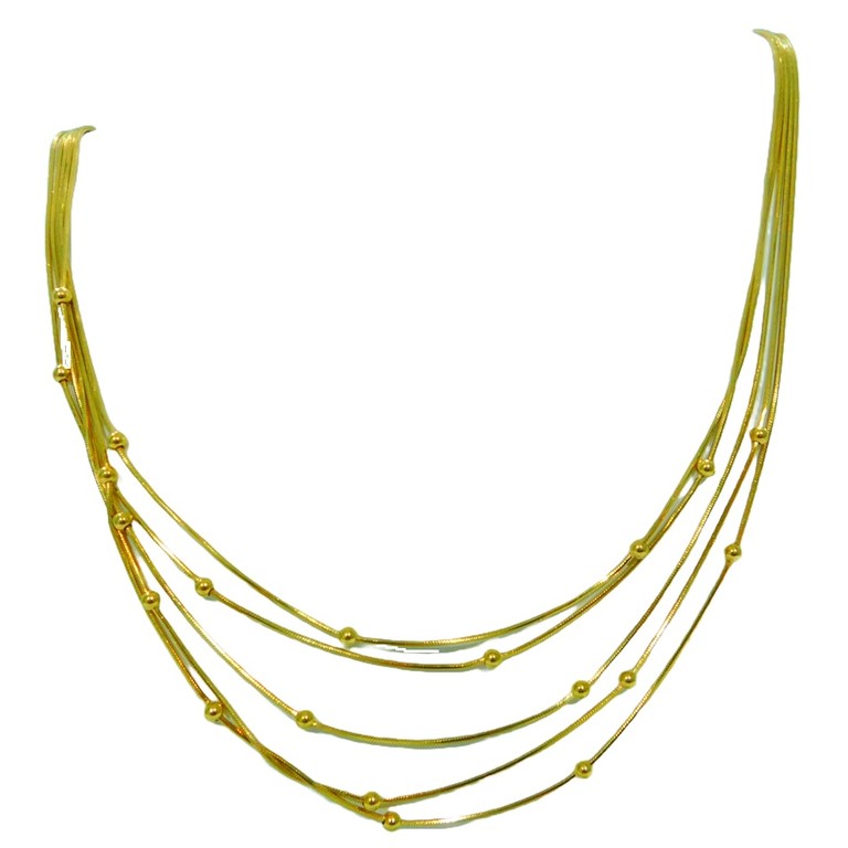 GARGANTILLA CUATRUPLE MINI BOLITAS 40CM 18.88GR 18K