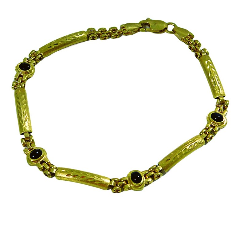 PULSERA ESLABONES APLANADOS DISEÑO FLORAL