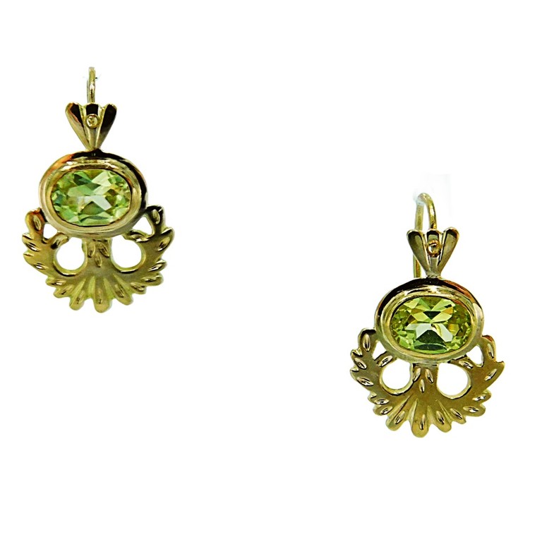 PENDIENTES MONAQUELA CALADOS PIEDRA VERDE