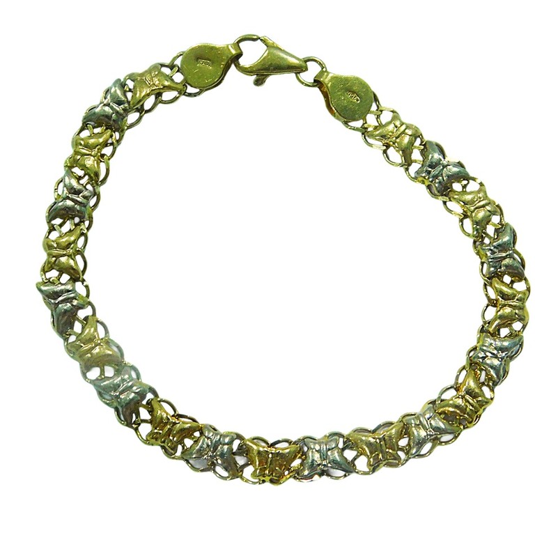 PULSERA ESLABONES APLANADOS BICOLOR MARIPOSA