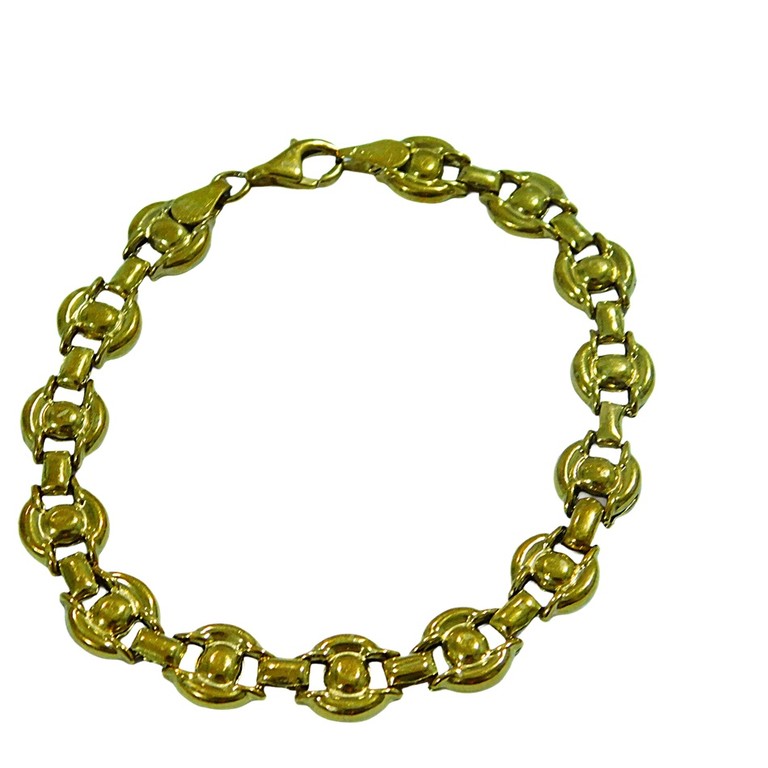 PULSERA ESLABONES SEMI APLANADO DIBUJO GEOMETRICO CIRCULAR