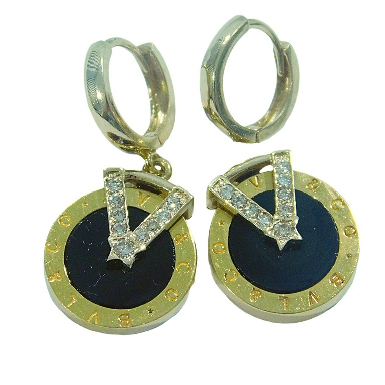 PENDIENTES MONAQUELA  CIRCULAR PIEDRA ONIX Y CIRCONITAS