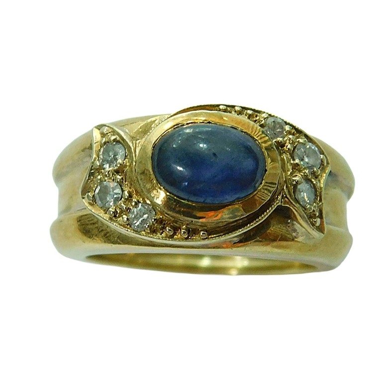 ANILLO APLIQUE PIEDRA AZUL Y MINI CIRCONITAS