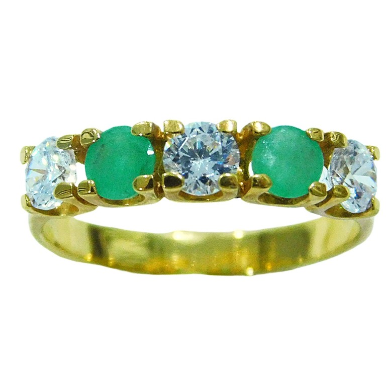 ANILLO CINQUILLO CIRCONITAS BLANCAS Y VERDE