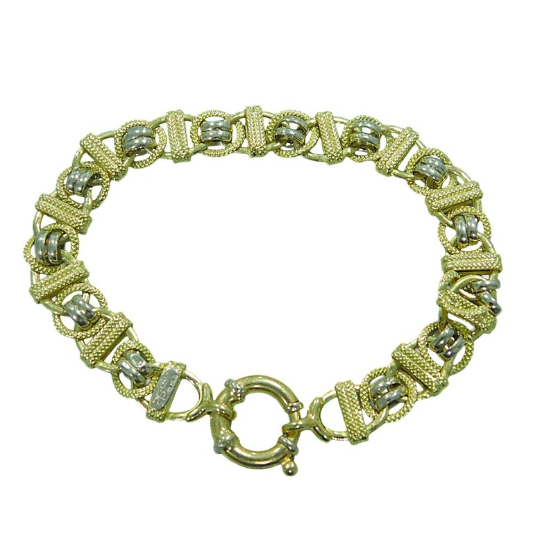 PULSERA BICOLOR CON BOLITAS INTERCALADA