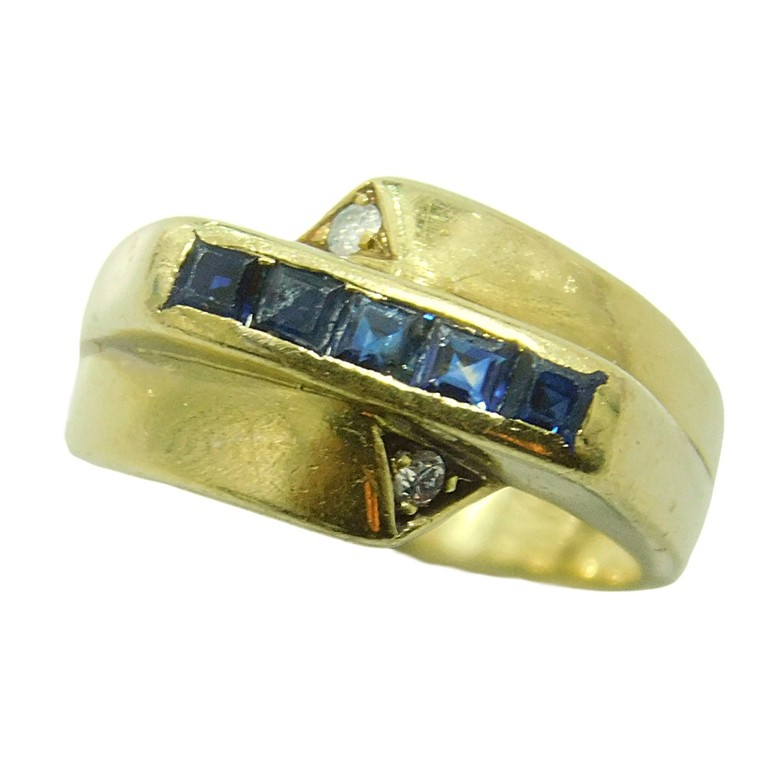 ANILLO PIEDRAS AZULES Y BLANCAS