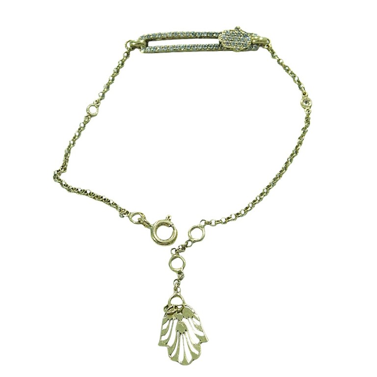 PULSERA TIPO ESCLAVA CIRCONITAS MANO DE FATIMA