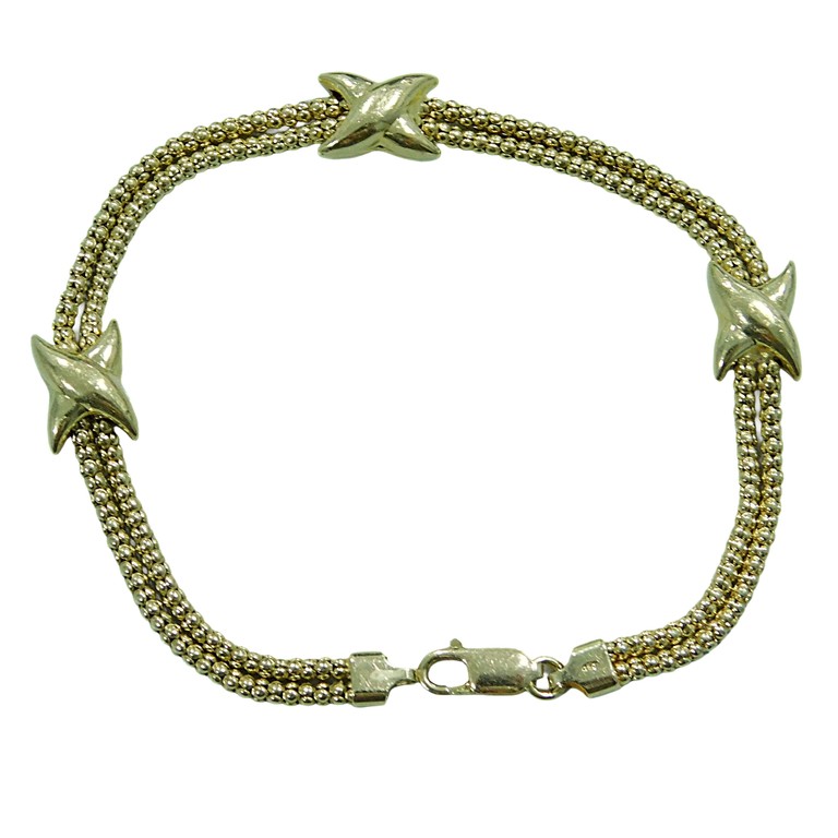 PULSERA  COBRA DOBLES APLIQUES EN X