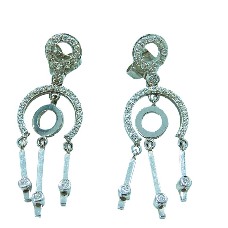 PENDIENTES ORO BLANCOS MEDIO ARCO ALARGADOS