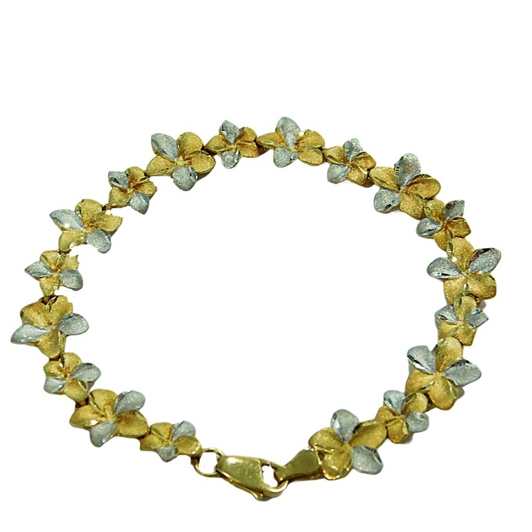 PULSERA BICOLOR ESLABONES FLORES