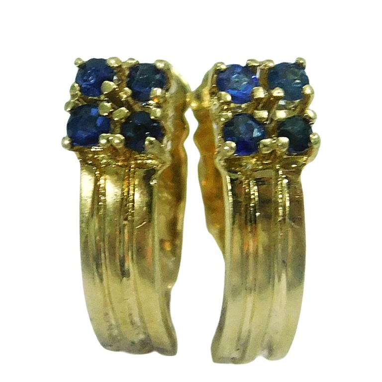 PENDIENTES CIERRE CATALAN APLIQUE CON MINI CIRCONITAS AZUL OSCURO