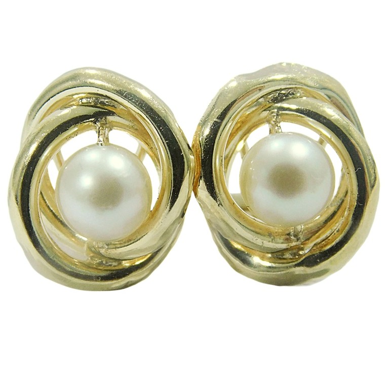 PENDIENTES PERLA CIERRE OMEGA  FORMA NIDO