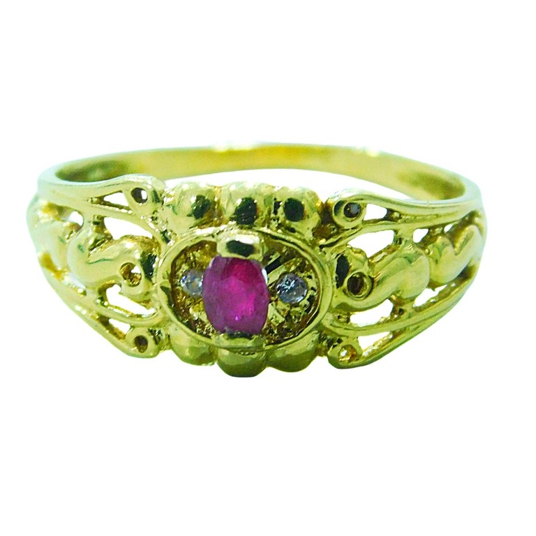 ANILLO LABRADO CENTRAL CIRCONITA ROJA CENTRAL Y MINI CIRCONITAS