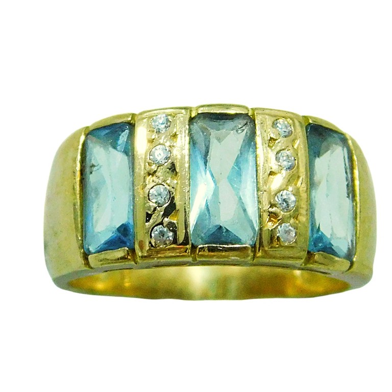 ANILLO ANCHO PIEDRAS AZULES Y CIRCONITAS