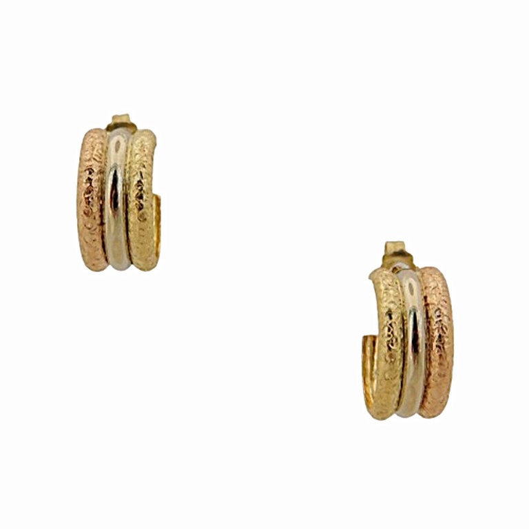 PENDIENTE AROS ANCHOS ORO ROSA BLANCO Y AMARILLO