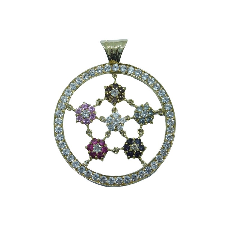 COLGANTE CIRCULAR APLIQUE FLORALES CIRCONITAS DE COLORES