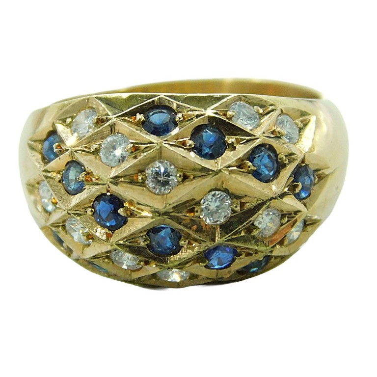 ANILLO ABOMBADO MOISSANITE Y ZAFIROS