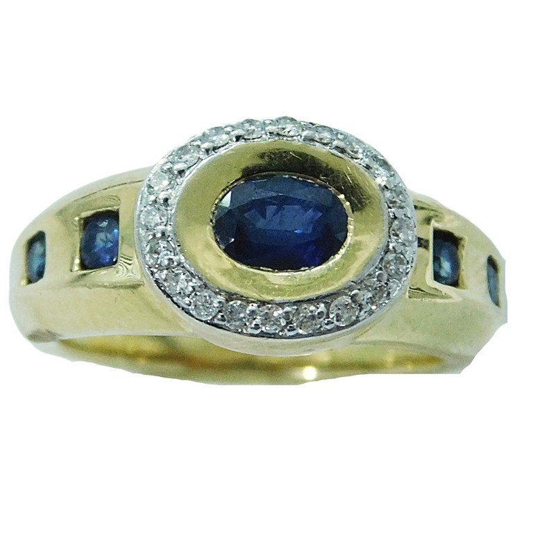 ANILLO PIEDRA AZULES Y MINI CIRCONITAS BLANCAS