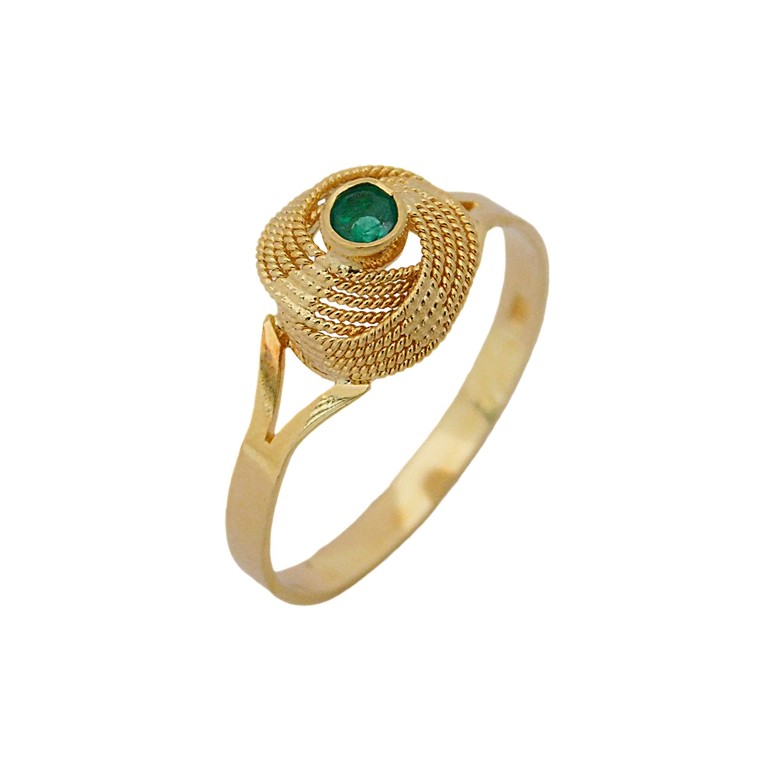ANILLO DISEÑO FLOR CON PIEDRA VERDE